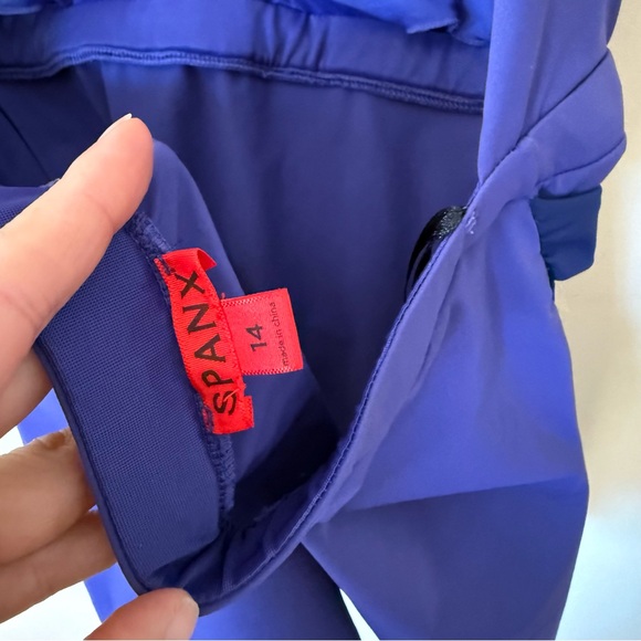 SPANX Purple Halter Tankini Top Criss Cross Waist Peplum Swim Shaping 14 - Picture 7 of 8